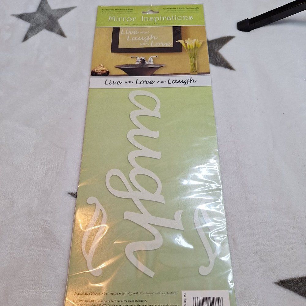 Frosted‎ Peel & Stick Mirror Sticker Live, Love, Laugh Home Decor Easy To Use